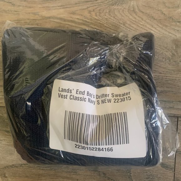 NWT LANDS' END BOY'S DRIFTER SWEATER VEST CLASSIC NAVY SMALL (8) - Picture 9 of 10